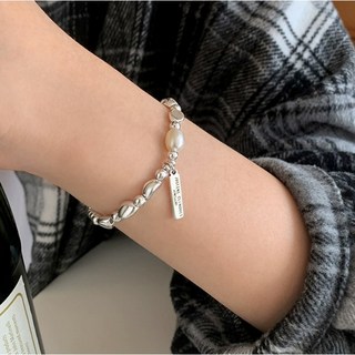 韓系S925銀圓珠珍珠手鏈 高級感輕奢時尚手環
