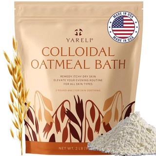 YARELI 콜로이드 오트밀 0.9kg(2파운드) (32온스) 건조하고 가려운 피부 완화를 위한 목욕 파우더 성인 아기 및 아동용, YARELI 콜로이드 오트밀, 0.9kg(2파운드) (, 1개
