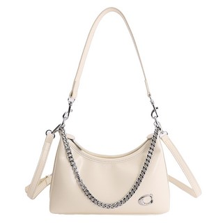 復古簡約手提餃子包包 高級質感 百搭單肩斜挎包, 白色