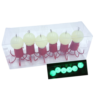 MEN피싱 도색 쭈꾸미애자 약50g 6개입 쭈꾸미볼 왕눈이에기 쭈꾸미낚시 쭈꾸미바늘, 희색야광 (6개입), 1세트, 50g