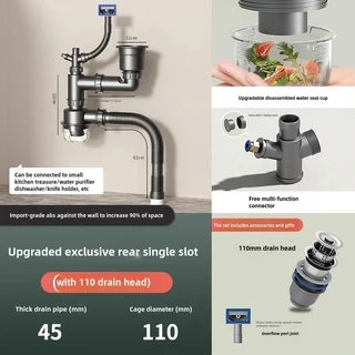 단일 주방 싱크대 다운파이프 피팅 더블 배수관 세트 냄새 방지 범용, 01 CHINA, 03 Single slot-1, 1개