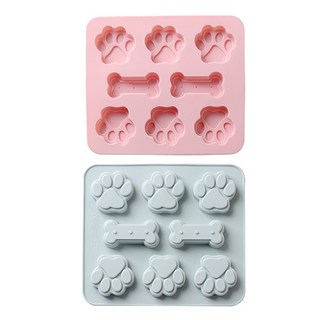 발바닥 뼈다귀 혼합 실리콘몰드 8구 2종 세트, 블루 + 핑크, 1세트
