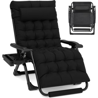 엠파이어 접이식 컵홀더 무중력 리클라이너 의자 + 컵홀더 + 쿠션, 블랙