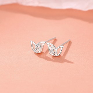 【新款耳飾】2025年銀耳釘葉子新款睡覺不用摘養耳洞耳骨釘銀耳環女耳飾品精緻耳飾耳釘閨蜜款送女友