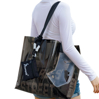 브린즈 수영장 방수가방 대형 PVC 숄더백, 블랙