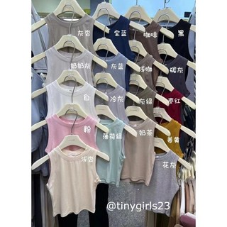 太妮絲R121現貨15色 歐美削肩背心 坦克背心 合身短版背心 小可愛無袖背心 美式挖肩