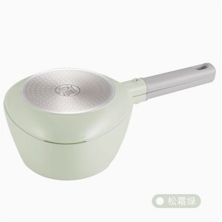 悅味 三角奶鍋 陶瓷塗層 不沾鍋 輔食寶寶專用 泡麵煎煮小鍋, 松霜綠, 1個