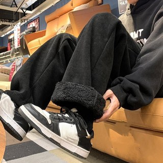 ANYOU 겨울 남자 기모바지 편안한 골덴바지 캐주얼 슬랙스 데일리 와이드팬츠 도톰 방한바지 패션 코듀로이팬츠 삼색