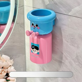 牙刷架 洗漱杯收納架 兒童牙刷置物架 電動牙刷掛架 壁掛式牙刷杯架 免打孔收納架 磁吸牙刷置物架, 粉藍色, 1個