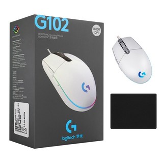 로지텍 G102 2세대 LIGHTSYNC 게이밍 유선 마우스 병행 정품박스 + 스토리링크 마우스패드, G102 (화이트) + 스링 마우스패드