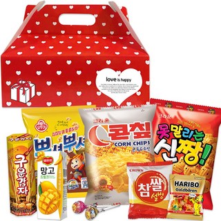 행복장바구니 과자세트 땡땡이손잡이세트A 8종 X 10개, 10세트, 과자 8종