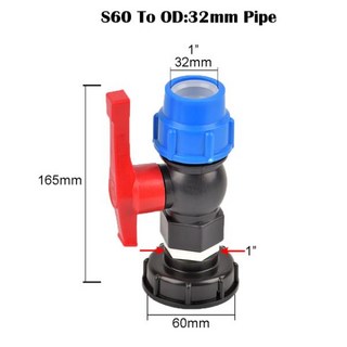 IBC 탱크 어댑터 PE 튜브 퀵 커넥터 플라스틱 볼 밸브 커플러 농장 관개 수도관 피팅 S60X6 25mm 32mm, [04] D, 1개