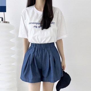 루미오라 여자데님 플레어 청치마반바지 데일리 진청 폴리 핀턱주름