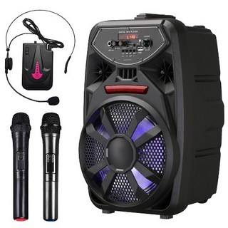 大聲公歡樂型無線麥克風多功能行動音箱 (雙手持 耳麥組)保固一年/藍牙喇叭/行動KTV/廣場音響/教學擴音機