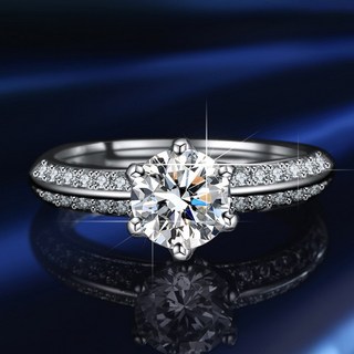 시르겜스 모이사나이트 1캐럿 925 순은 클래식한 6프롱 모조 다이아몬드 반지