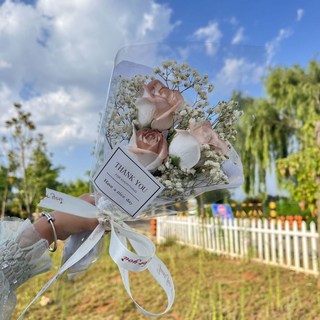 香皂花束 母親節花束 情人節禮物 小清新花束 迷你乾燥花束, 3朵卡布奇諾
