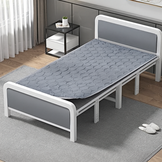 심플한 학생용 휴대용 1인 낮잠용 편안한 접이식 침대, 흰색+매트리스