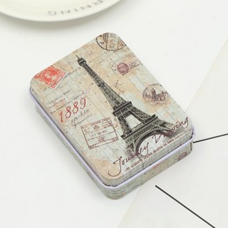 嗨購 創意長方形馬口鐵收納盒 糖果飾品包裝鐵盒 禮品卡片包裝盒, 1個, 鐵塔