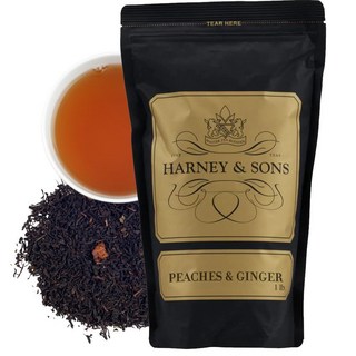 Harney & Sons Fine Teas Peaches and Ginger 홍차 루즈 티 0.5kg(1파운드) 백, 1개