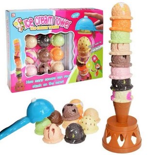 趣味冰淇淋疊疊樂玩具組 手眼協調訓練 安全無毒材質, 彩色, 1個
