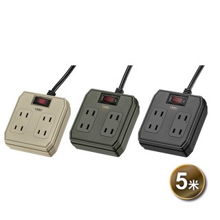 太星電工 一開四插動力軟線 5米, 5米-沙色, 1個, OFB41205S