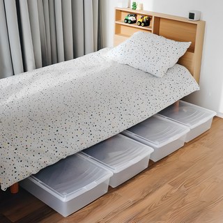 아이리스 국내 제조 언더베드 리빙박스 MCB-L, 투명, 4개