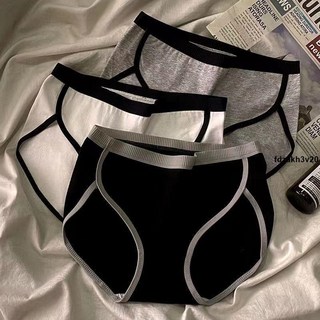 舒適內褲 5條裝全棉中腰內褲女純棉襠抗菌網紅少女學生親膚透氣無痕三角褲, YJK-5條裝：黑+黑+黑+白+灰,L推薦（90-120斤）