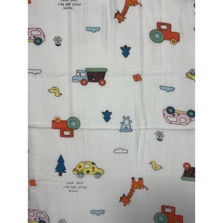 雙層紗布長巾30cm*100cm 柔軟吸水透氣 居家旅行必備 親膚舒適 多用途長巾, 1個, 塗鴉汽車