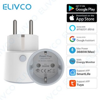 16A 3680W EU 스마트 플러그 Wifi 지능형 콘센트 전원 모니터 무선 소켓 음성 제어는 Alexa Google Home Tu, 01 Eu 플러그, 1개