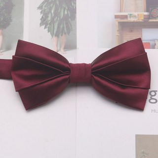 原創領結新郎結婚婚禮闇酒紅純色西裝男士蝴蝶結鑲喜字雙層, 11號款