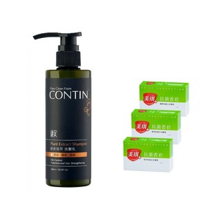 CONTIN康定-酵素植萃洗髮乳300ml 美琪-白麝香香皂100gx3入 優惠組合 控油洗髮精 香皂, 1個, 康定酵素洗髮乳300ml+白麝香香皂3入