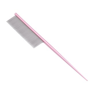 스테인리스 펫 벼룩 빗 꼬리 콤 고양이 강아지 미용용 털정리 세밀한 그루밍 콤, 핑크, 1개
