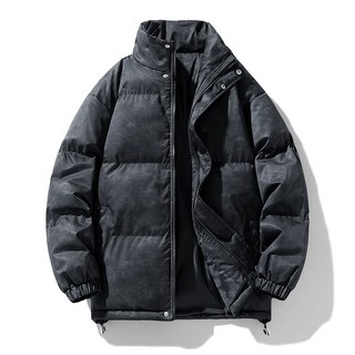 做舊情侶款加厚面包服 純色男女同款短款棉衣 - 冬季禦寒鎖溫