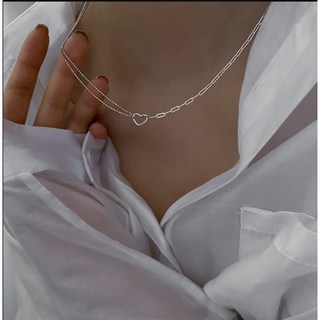 [925 Silver] 델리아 하트 구슬 체인 실버 목걸이 고급 은 주얼리 데일리 러블리 선물 커플 아이템