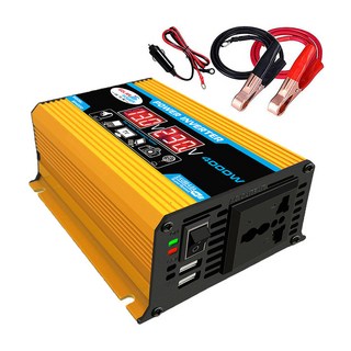 한국형 순수정현파 차량용 인버터 자동차 12V 220V 전원 4000W 변환기 듀얼 USB 자동 LED 전압계 변환기 변압기 수정 사인파, 1개