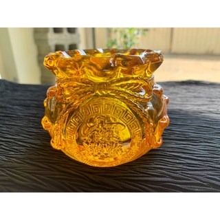 畫意坊 琉璃聚寶盆 黃琉璃 招財開運擺件, 10公分款, 1個