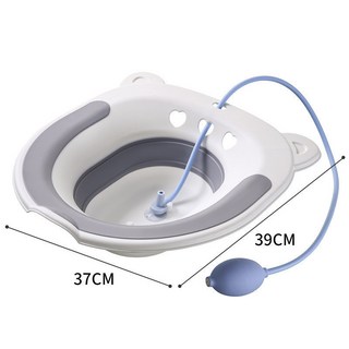 可折疊坐浴盆，附沖洗器，痔瘡泡盆，適用通用馬桶, 灰色(有沖洗器), 1個