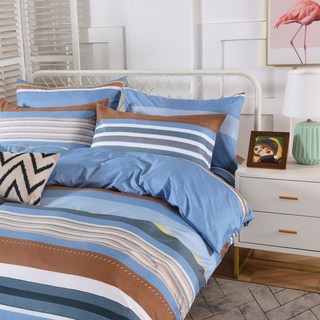 HOFY 台灣製床包組 吸濕排汗條紋 - 加州陽光M312