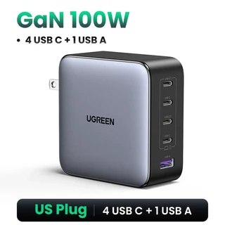UGREEN 100W GaN 충전기 5포트 USB C QC4.0 3.0 PPS 지원 Macbook Air 노트북 태블릿 및 iPhone 17/16/15 P, 01 US 100W 5 Ports