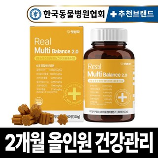 펫생각 리얼 멀티밸런스 강아지 종합 영양제 비타민 눈 간 피부 관절 면역력 항문낭 성장기 노령견 120g, 60정, 종합영양제, 1개