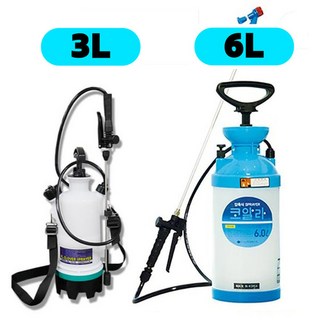 압축 분무기 3L 6L/자동 스프레이 분사 원예 농약 살포 제초 방역 약품 물뿌리개 농사, 압축분무기 6L, 1개