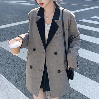 봄 가을 여성 빅카라 빅사이즈 미디엄 정장코트 데일리 오피스룩 더블버튼 간절기 코트