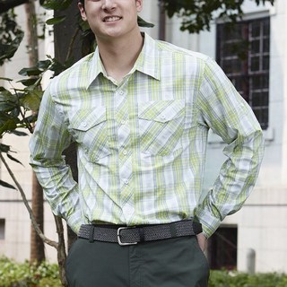 RATOPS 瑞多仕 男彈性格子布抗UV 長袖襯衫 DA2363 黃綠/吸濕排汗快乾/涼感衣