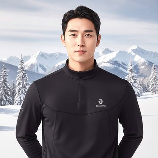 블랙야크 남성 마칼루 집업티 겨울 양면 기모 기능성 긴팔티 포근한 등산복 티셔츠