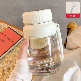 You Kad 高品質設計水杯 1000ml 大容量便攜塑料泡茶學生用杯, 1個, 白色-1000ml【帶茶隔】 送杯刷
