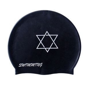 印花硅膠泳帽：成人、兒童長髮適用，舒適防水不勒頭游泳裝備, 印花泳帽04, 1個