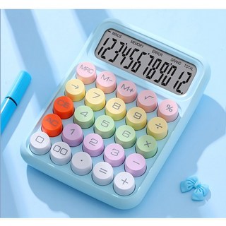 빛나네 레트로 기계식 소형 전자 키보드 사무용 선물용 귀여운 계산기, 1개, 블루