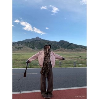 【臺灣出貨 】 美式複古皮衣立領時髦藝術家撞色pu機車外套女款春秋寬鬆顯瘦夾克