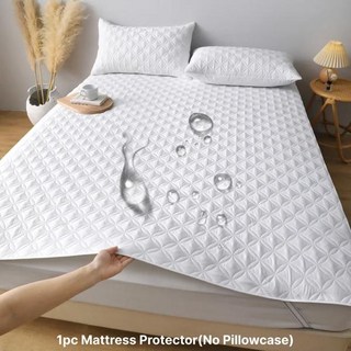 GEEKI 현관 욕실 화장실 주방 거실 발매트 카페트 매트 카펫 러그 탄성 밴드가 있는 방수 매트리스 보호대 커버 패드 침대용 그레이 화이트 그린 블루, [04] US-King, [01] White