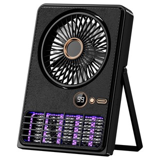 SmartGo 2in1 무선 충전식 전격식 모기퇴치기 가정용 캠핑 야외 벌레해충 초음파퇴치 무드등 휴대용+선풍기, 블랙